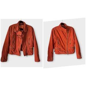 Blanc Noir rust orange corduroy moto jacket, size XL